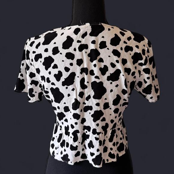 Black and White Cow Print Crop Top - Picture 4 of 9